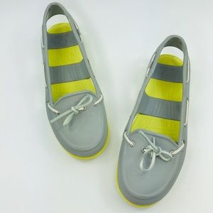 Crocs Gray + Yellow Beach Line Boat Shoes